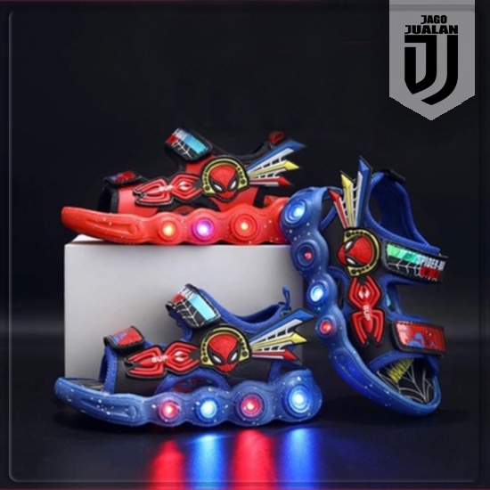 Sandal Sepatu Anak Balita Cowok Motif Spiderman Lucu / Sandal Gunung Lampu LED SPIDERMAN Anak usia 1