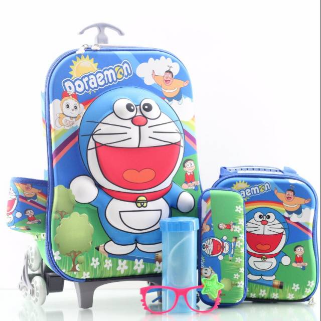 Tas Troli Anak Laki Laki Tk Sd Doraemon 3d 5in1 Tas Sekolah Anak Roda 3 Tas Dorong Sekolah Anak Shopee Indonesia