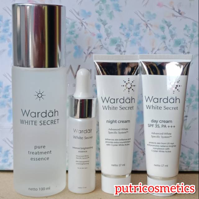 Wardah Paket White Secret Cream Intense Brightening Essence Dan Pure Treatment Essence Indonesia