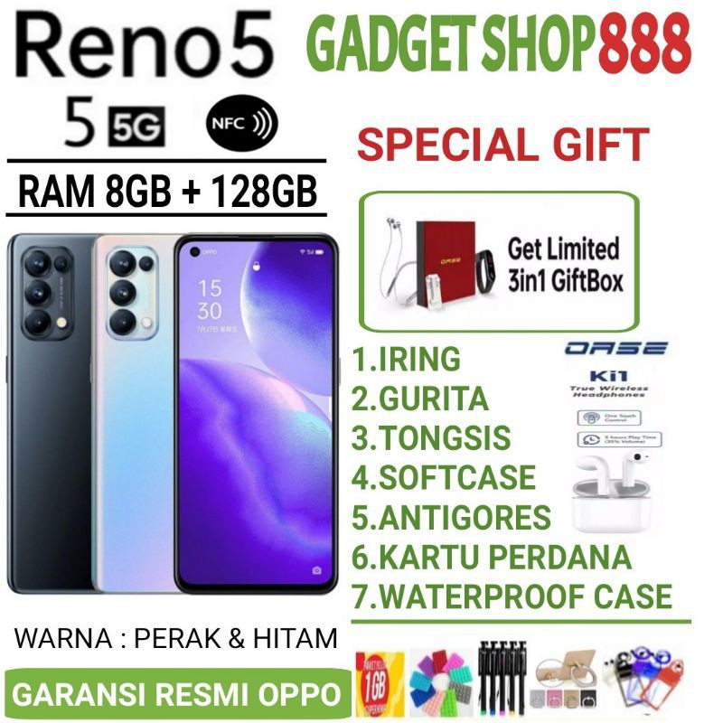 OPPO RENO 5 5G RAM 8/128 GB GARANSI RESMI OPPO INDONESIA