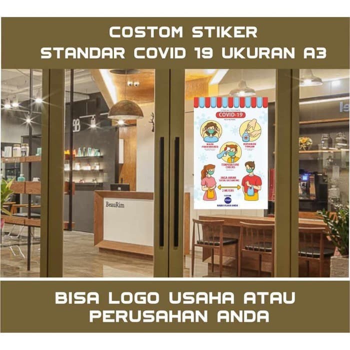 

CUSTOM STICKER PROTOKOL COVID19 UKURAN A3 NAMA/LOGO USAHA
