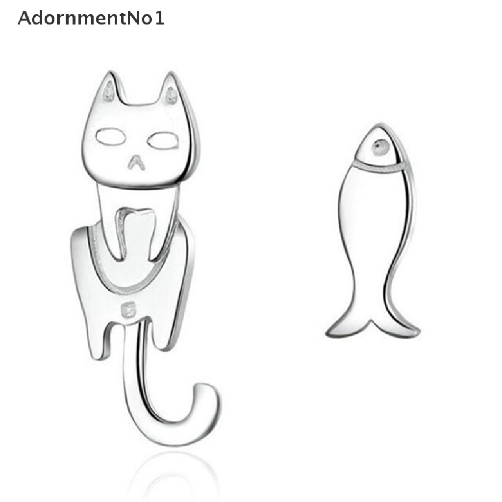 (AdornmentNo1) Anting Tusuk Gantung Asimetris Desain Ikan catfish Gaya simple Untuk Wanita