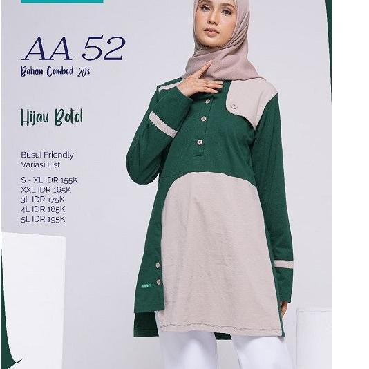 98B ALNITA ATASAN AA 52 BAHAN COMBED BAJU ATASAN MUSLIMAH KOMBINASI WARNA POLOS MODERN BERKUALITAS N