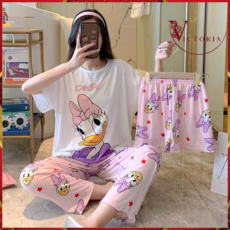 Victoria Piyama 3 in 1 | Piyama Lengan Pendek | Baju Tidur Impor | Baju Tidur 3in1 4045