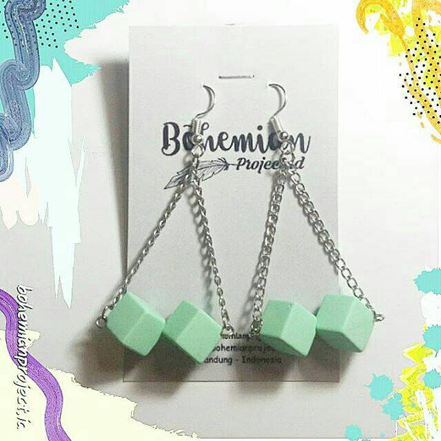 Anting dop warna soft pastel