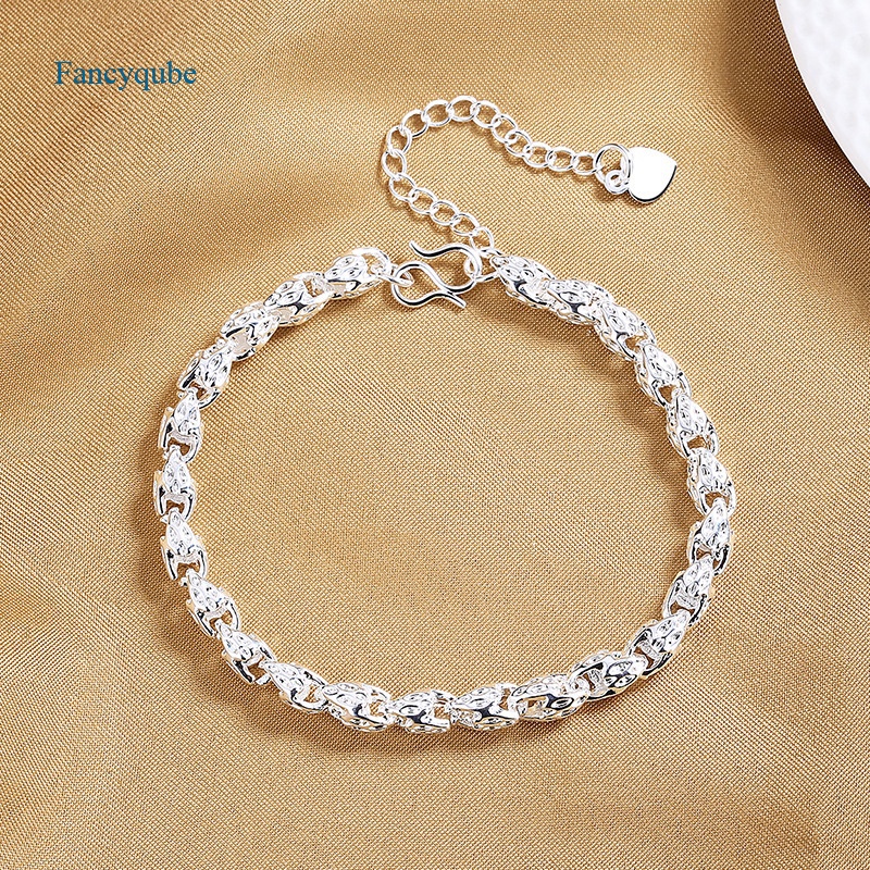 Fancyqube Gelang Lapis Silver Ukuran 4mm Untuk Wanita