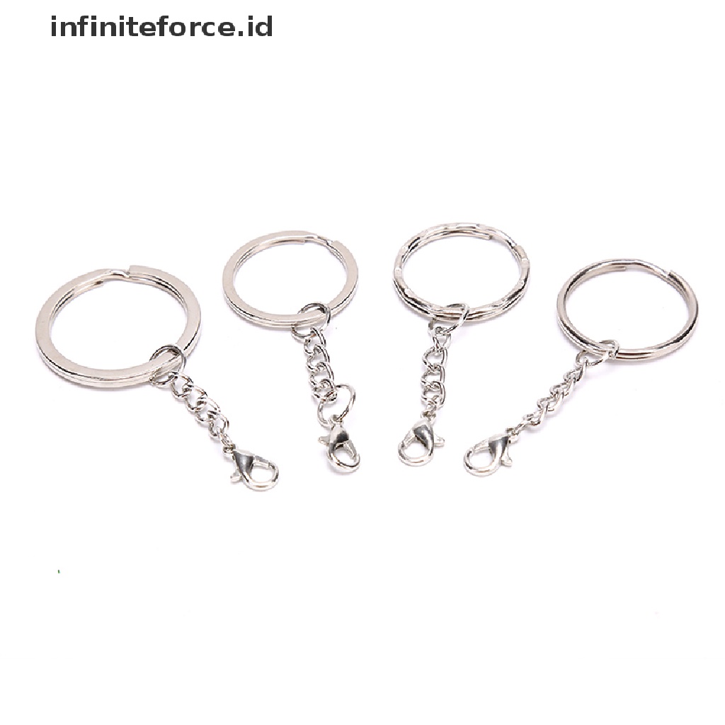 Infiniteforce.id 10Pcs / Set Gantungan Kunci Silver Polished DIY