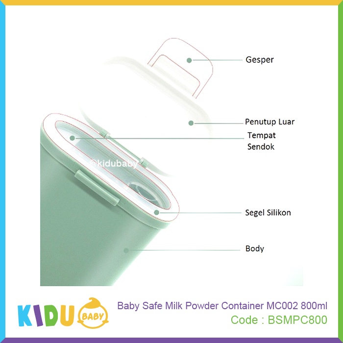 Baby Safe Tempat Susu Bayi Milk Powder Container MC002 800ml Kidu Baby