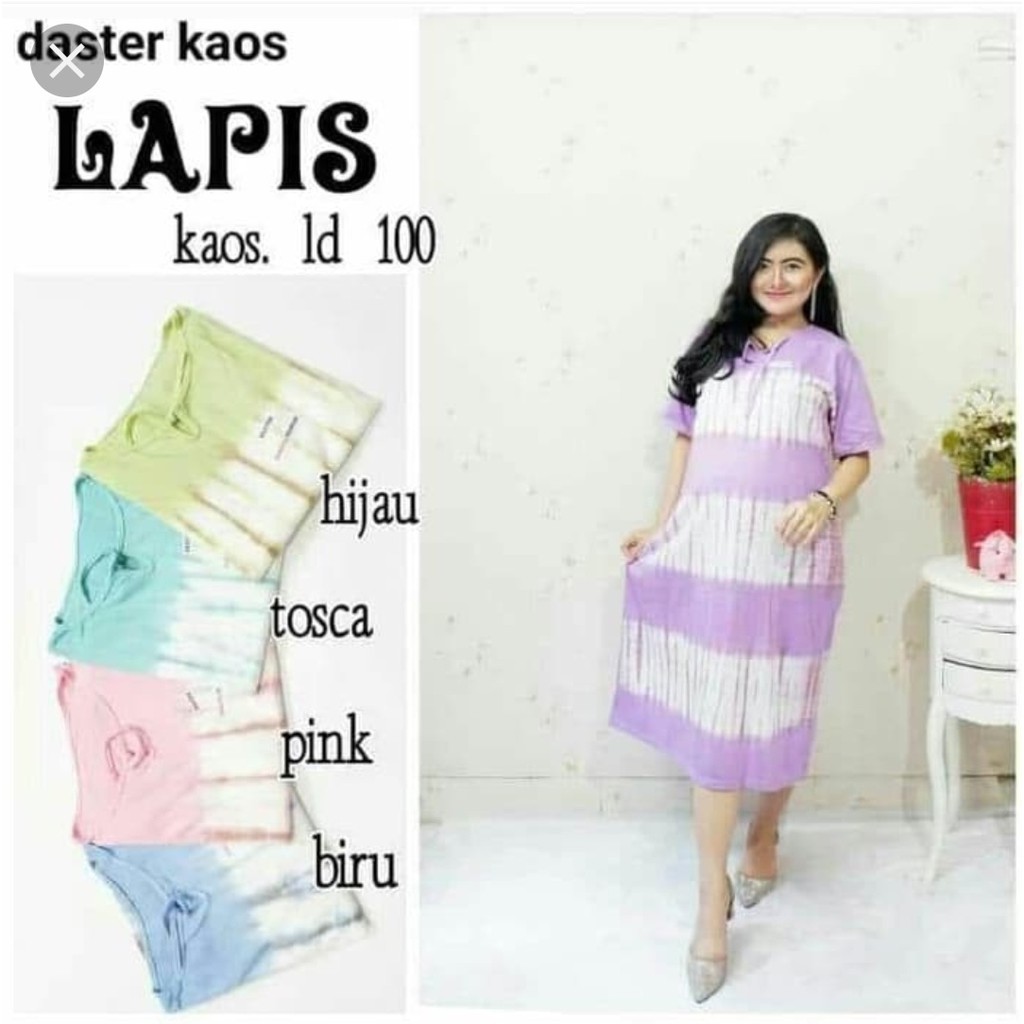 Daster kaos LAPIS SALUR tie-die | KAOS COTTON 30 S ADEM HALUS MENYERAP | BAJU TIDUR LENGAN PENDEK