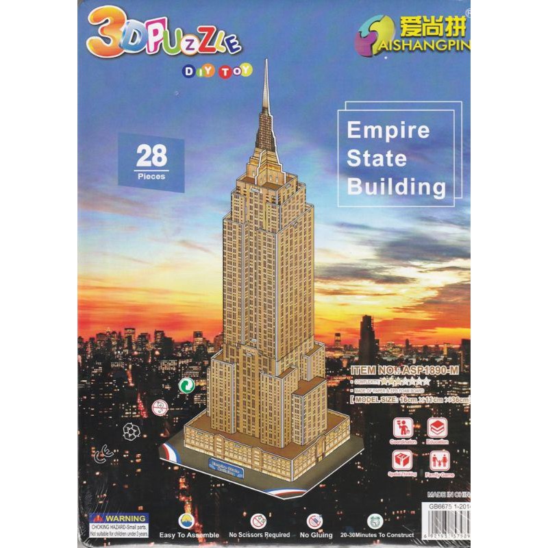 Mainan Puzzle 3d | EMPIRE STATE BUILDING | Puzzle Bangunan Terkenal - Pazel - Puzel