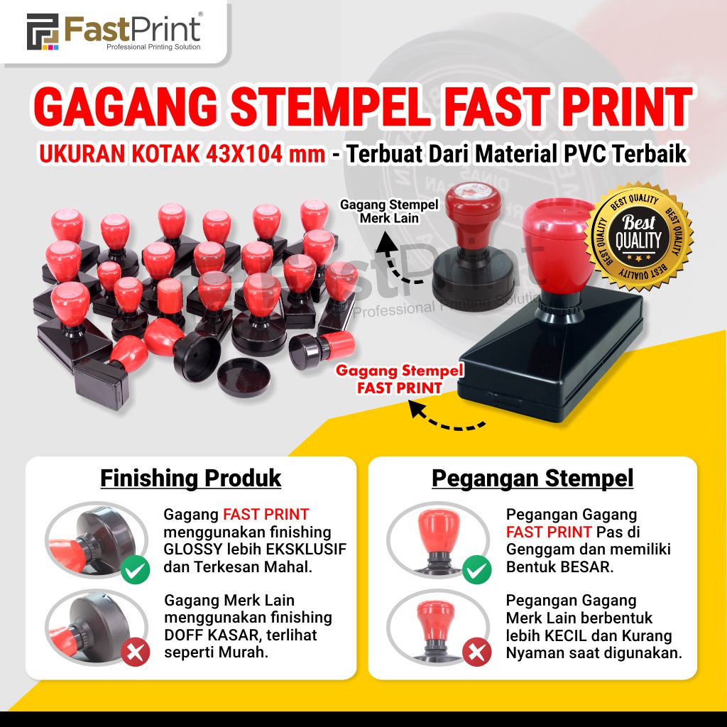 Gagang Stempel Flash Warna Ukuran Kotak 43104 43X104mm