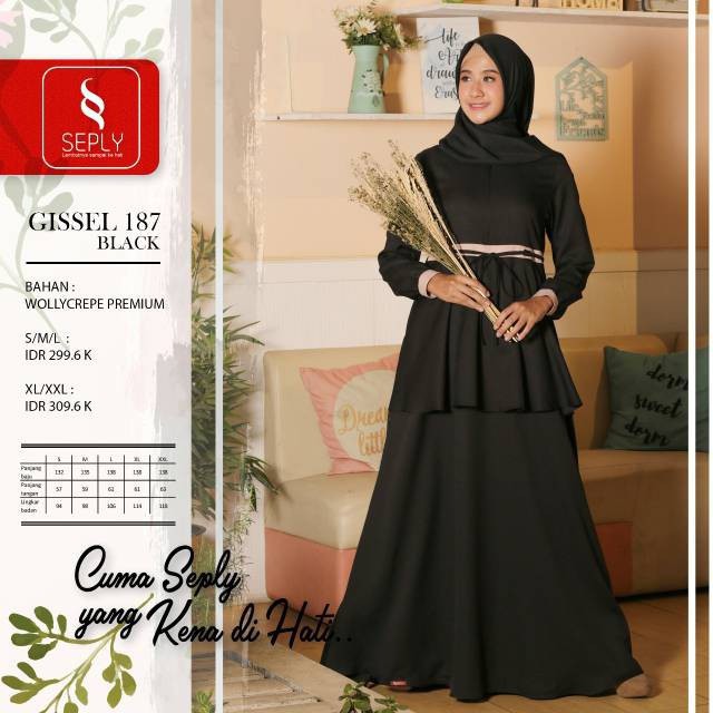 GAMIS ONLY SEPLY ORIGINAL GISSEL 187 BLACK GAMIS DEWASA SEPLY GISSEL 187 FASHION MUSLIM TERBARU GAMI