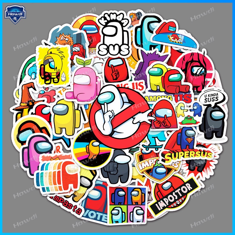 Stiker Motif Kartun Game Among Us Anti Air Untuk Mobil / Helm Motor