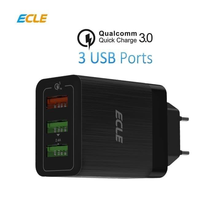 ORI Kepala Charger 3 Ports Fast Charging ECLE Adaptor USB 3.0 Murah