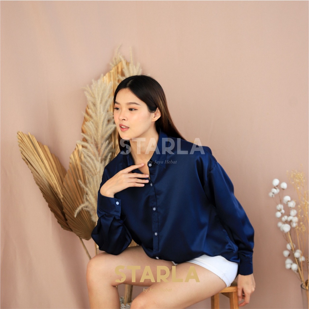 KEMEJA OVERSIZE WANITA LENGAN PANJANG SATIN / KEMEJA SATIN PREMIUM / KEMEJA LENGAN PANJANG KEIKO