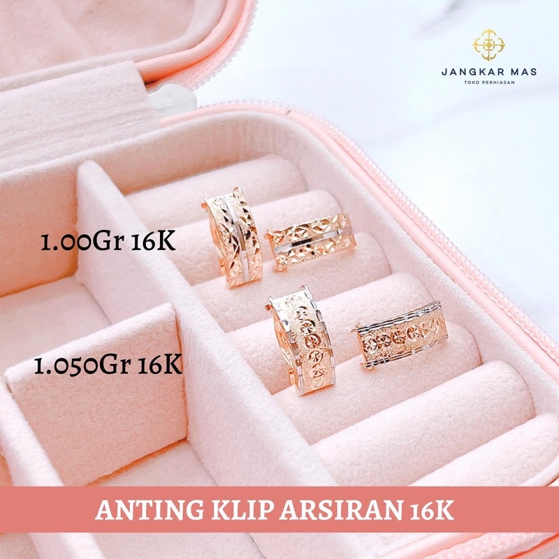 Anting Emas Klip Arsiran