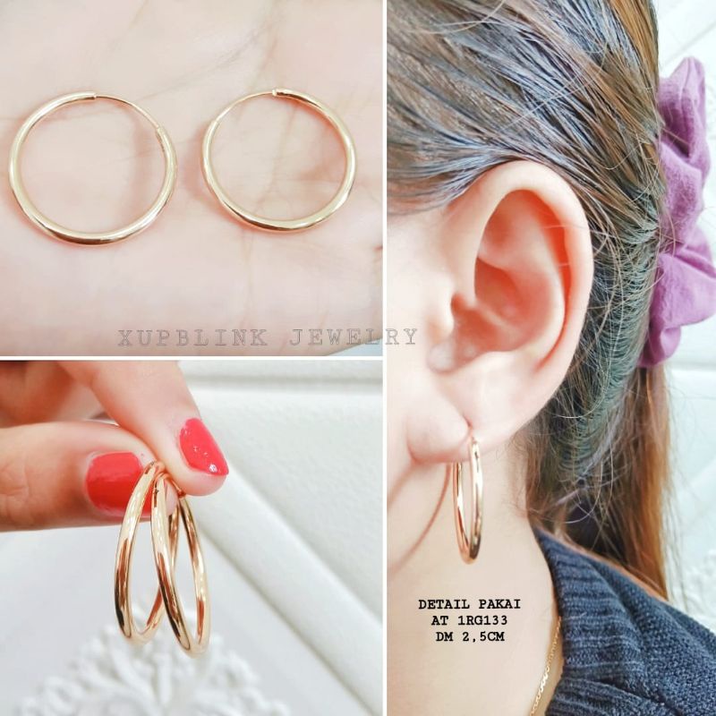 Anting Titanium Wanita Bulat Polos Terlaris