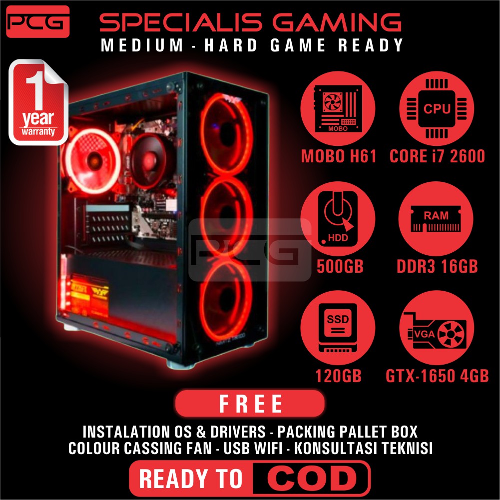 PC GAME RAKITAN KOMPUTER GAMING DESIGN DESAIN GRAFIS RENDERINGINTEL CORE i7 2600 SSD 120GB RAM 16GB