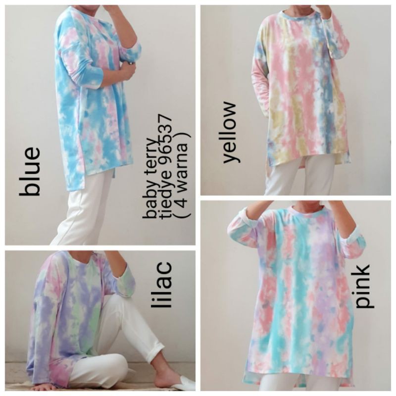 baju atasan kaos wanita lengan panjang tie dye katun  terbaru