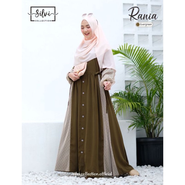 RANIA dress Army | By Silvi collection | gamis mewah kombinasi brukat Tile gamis kondangan
