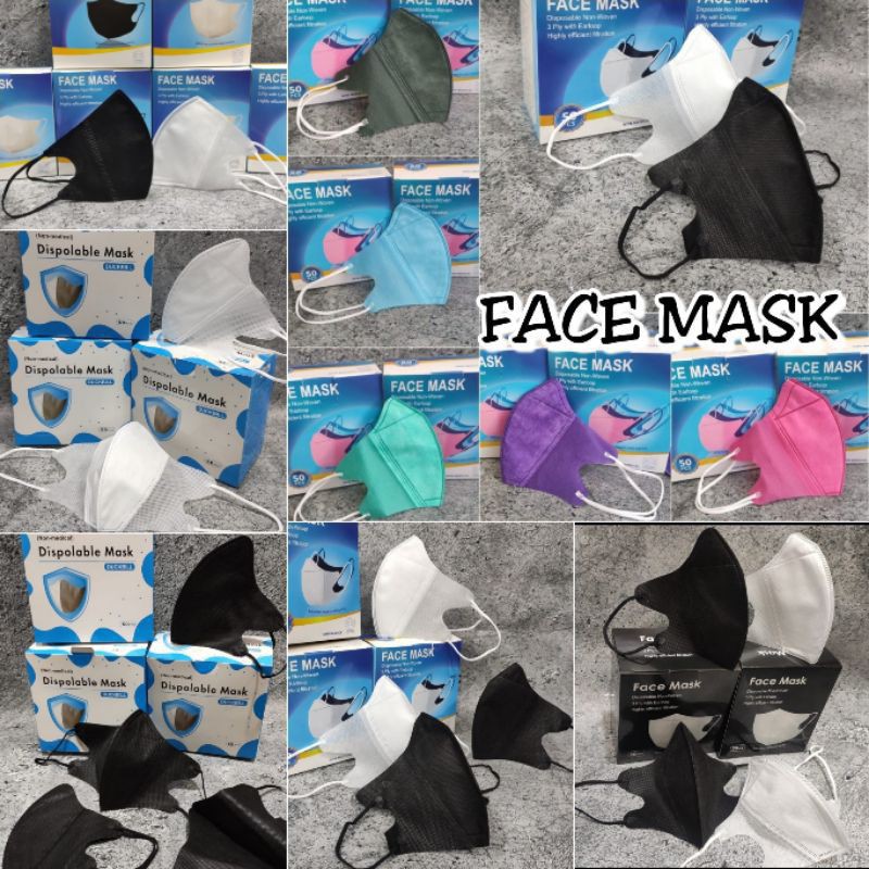 Ready masker duckbill MIX WARNA CEWEK.COWOK face mask dewasa warna hitam putih isi 50 pcs per box