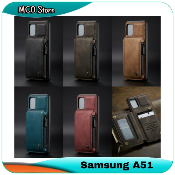 Casing Samsung Galaxy A51 A 51 Zipper Wallet Case Leather Cover