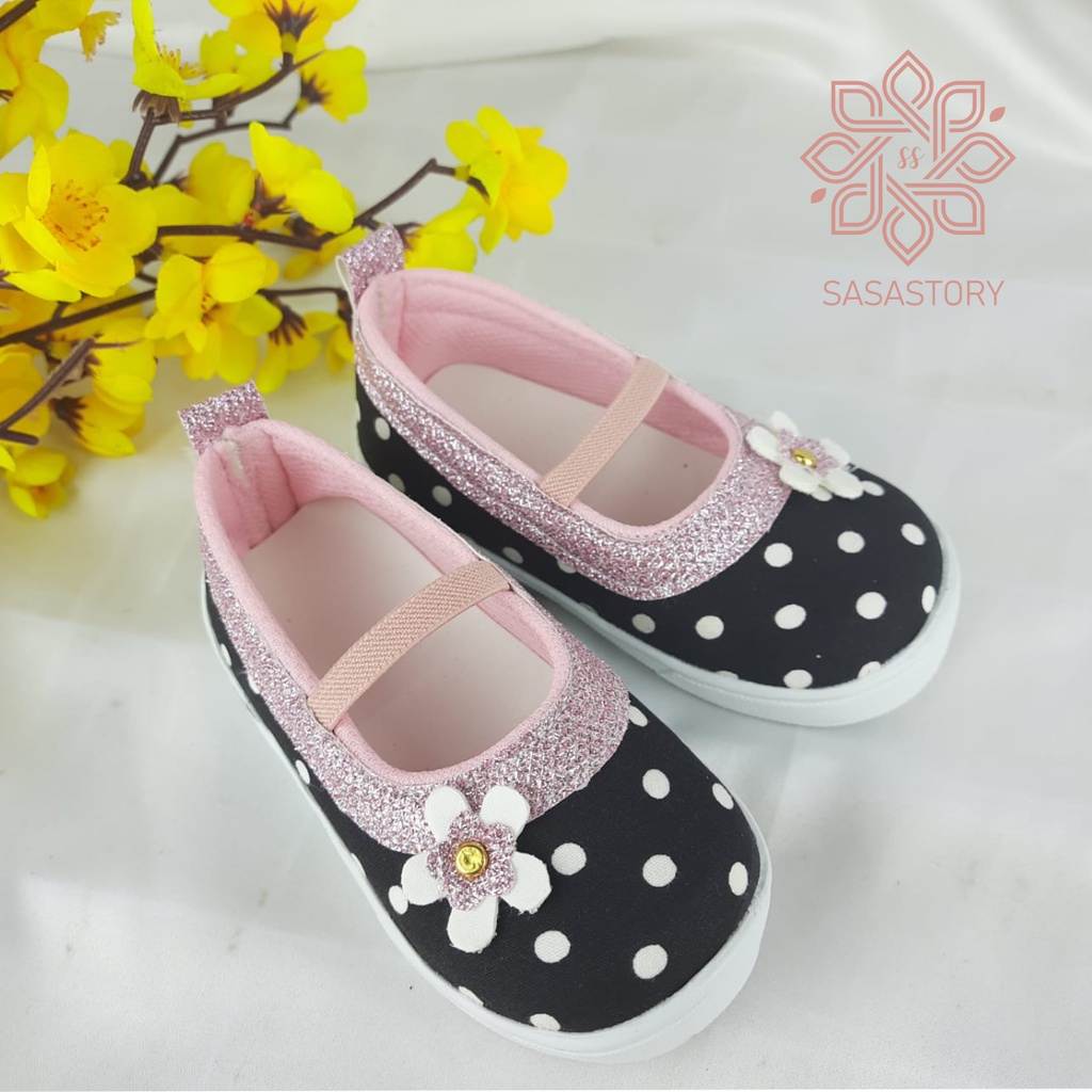 Sasastory Sepatu Anak Slip On Sepatu Anak Perempuan 1 2 3 Tahun Sepatu Polkadot Anak Sepatu Pesta Anak Perempuan Sepatu Karet Anak Sepatu Slip On Anak Cewek FA17