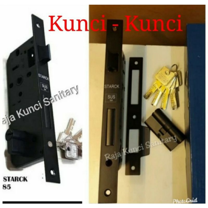 Kunci Pintu Lidah Starck Hitam SUS 304/Black/Bodi Lidah Hitam