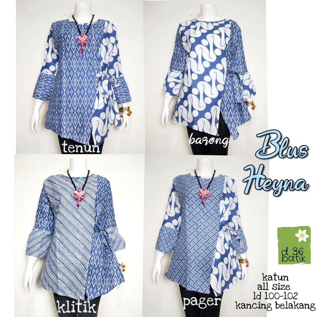 BLUS HEYNA BLUS BATIK  CEWEK BLOUSE BATIK  KERJA  ATASAN 