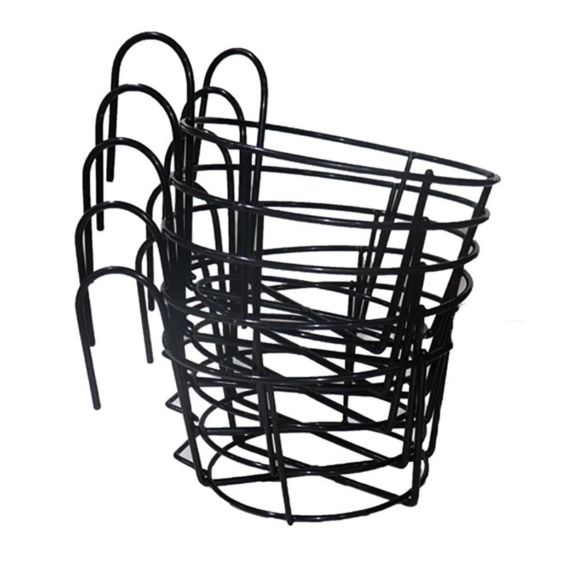 [Home Garden Balcony High Quality Basket Iron Railing Fence Hanging Flower Pot Holder] [ Over The Rail Fence Round  Hanging Planter Baskets] [Plant Pots Stand]