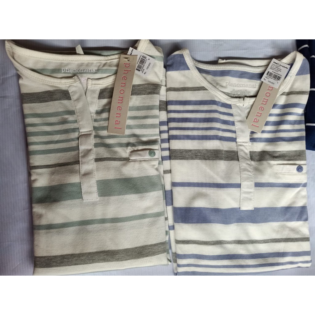 S/M/L-Blouse wanita Phenomenal Lengan 7/8/GARIS-GARIS-6