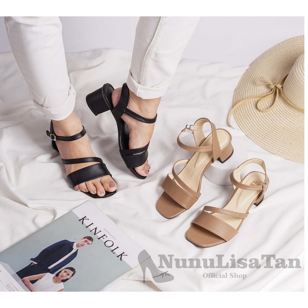 NunuLisaTan - Promo COD Free ongkir High Heels Wanita Korea Hak 5cm hitam mocca