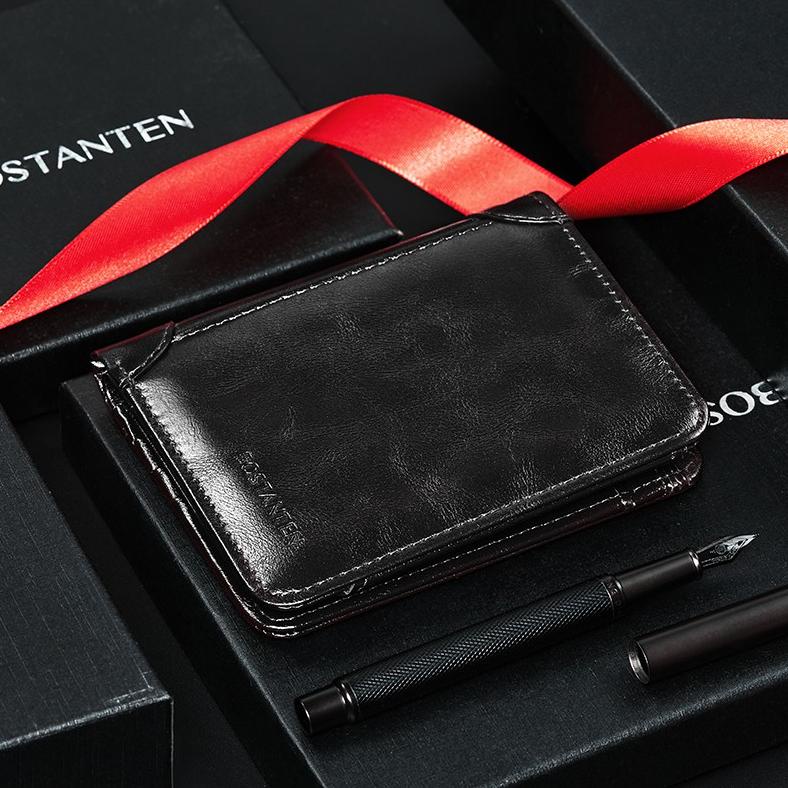 Bostanten Dompet Pria Lipat Panjang Multifungsi Slot Multi Kartu Hitam/Coklat