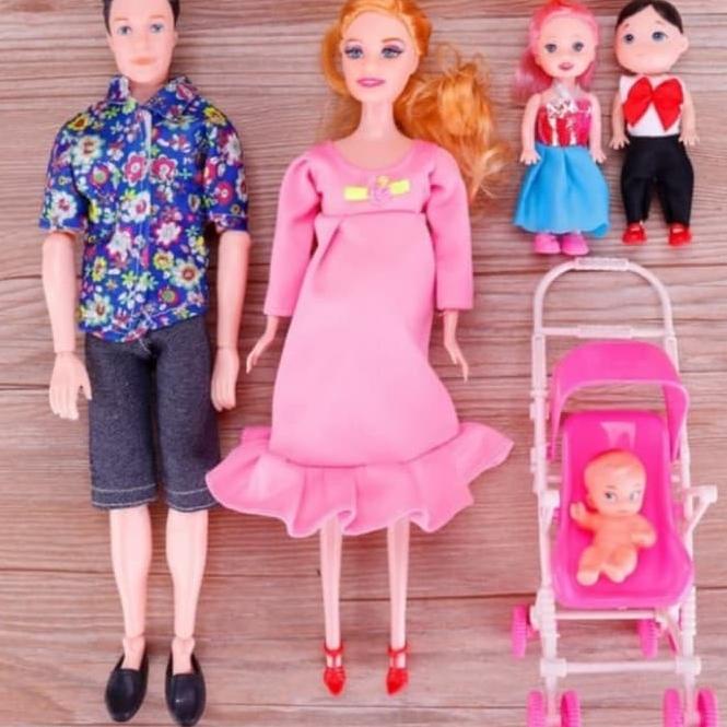 Paket Mainan Keluarga Barbie Ibu Hamil Set Keluarga Barbie Isi 6 Pcs