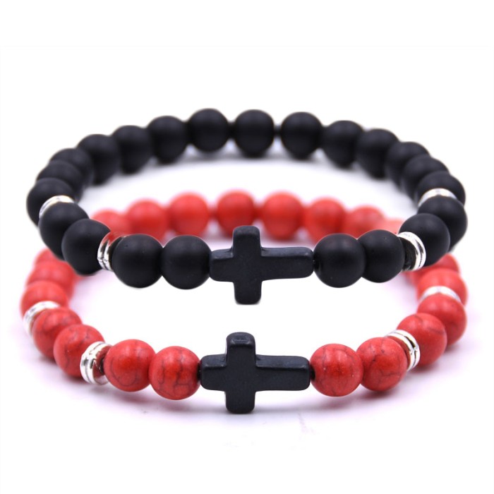 GELANG BATU MANIK-MANIK PRIA WANITA UNISEX SALIB SIMPLE PREMIUM G308