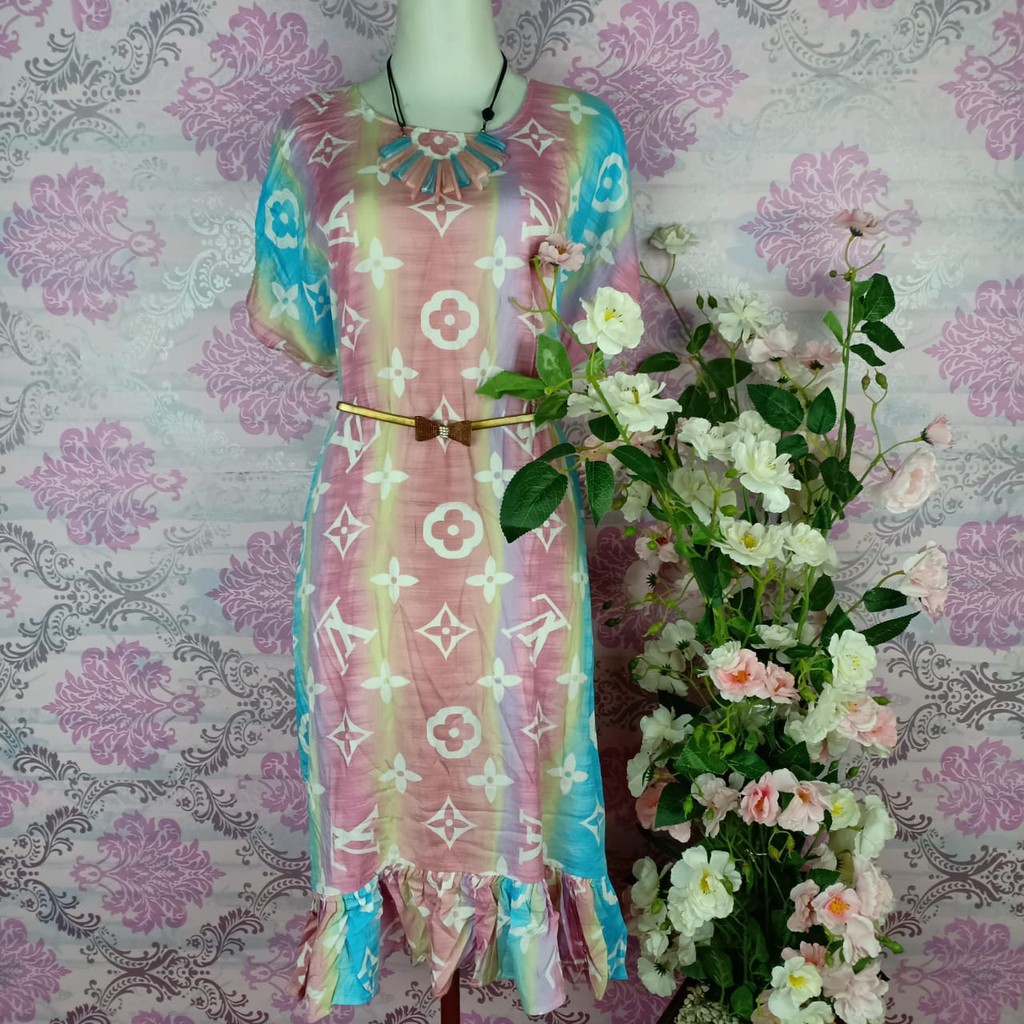 Daster viral LV/Daster ruffle serba Murah/Dress ruffle/ Daster Motif Grosiran Random