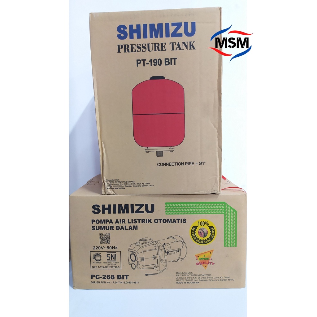 Pompa Air Jetpam Shimizu PC 268 BIT / Pompa Air Sumur / Pompa Otomatis / Pompa+Tabung shimizu