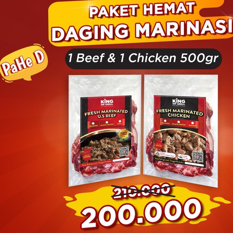 Paket Hemat Grill Korean Premium Daging Slice Marinasi Bumbu Spicy/Bulgogi/Blackpaper Beef Marinasi