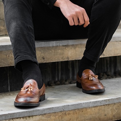 HUESCA BROWN |MNM x Lvnatica| Sepatu Loafers Pria Formal Slip On Shoes ORI