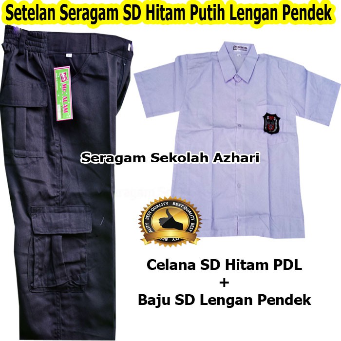 SETELAN SERAGAM SEKOLAH SD LAKI LAKI HITAM PUTIH CELANA PDL LENGAN PENDEK-SERAGAM SEKOLAH SD LAKI LA