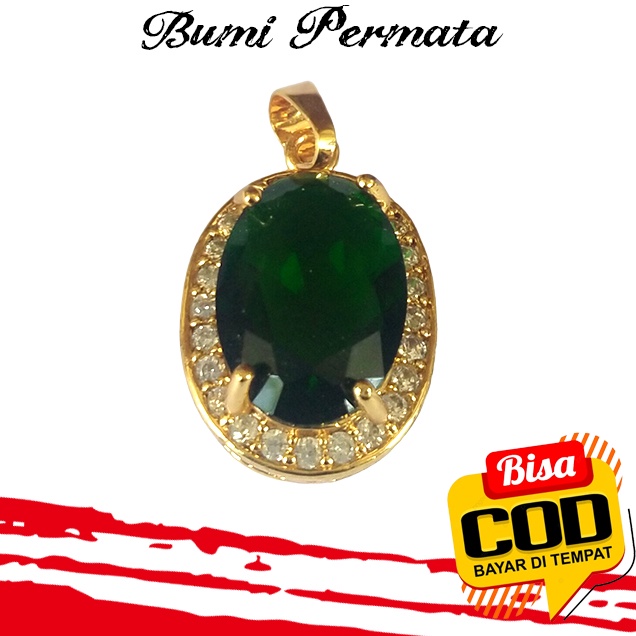 Liontin Batu Zamrud Biron Oval Cutting