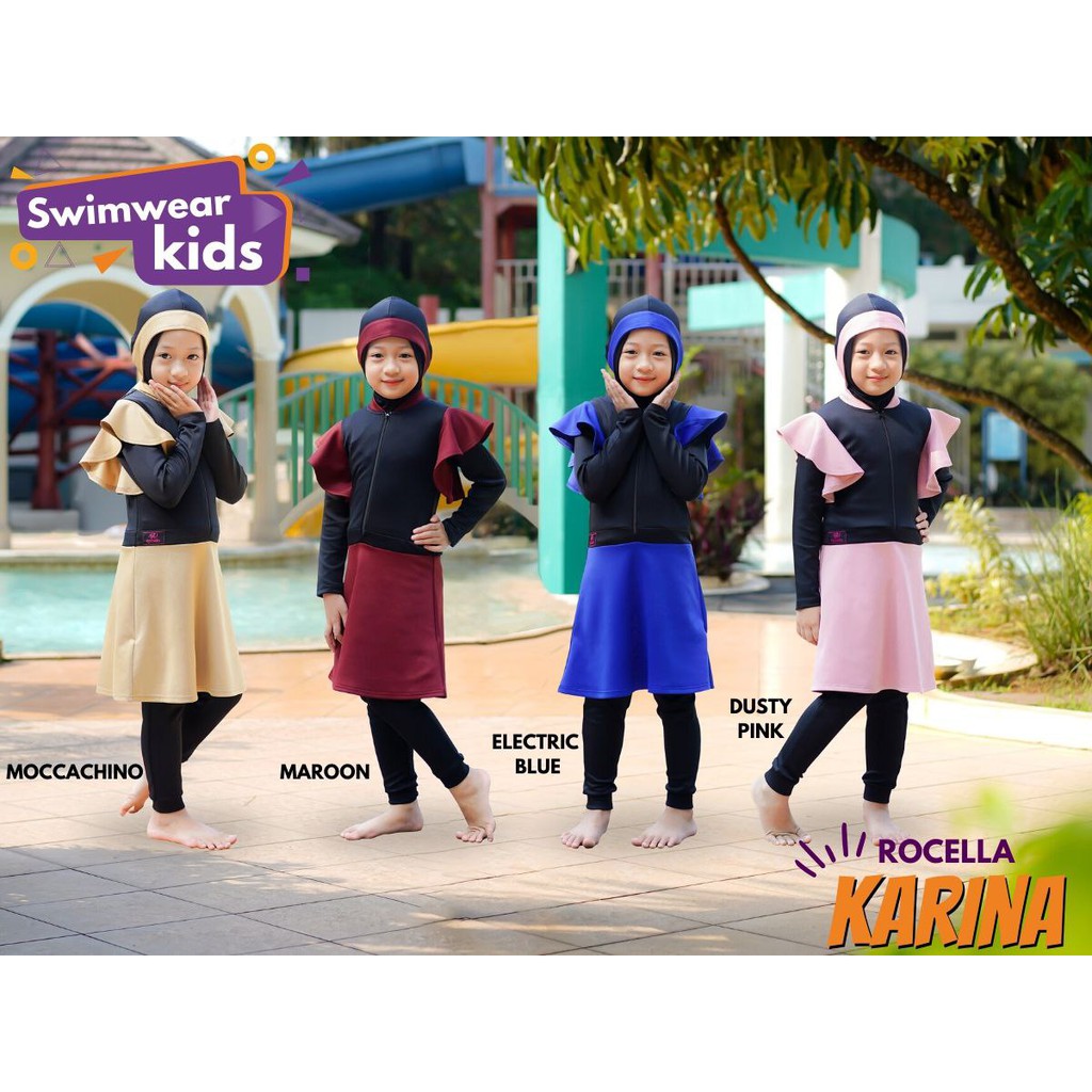 BAJU RENANG ANAK//BAJU RENANG MUSLIMAH//SWIMWEAR ANAK//ROCELLA SWIMWEAR KARINA