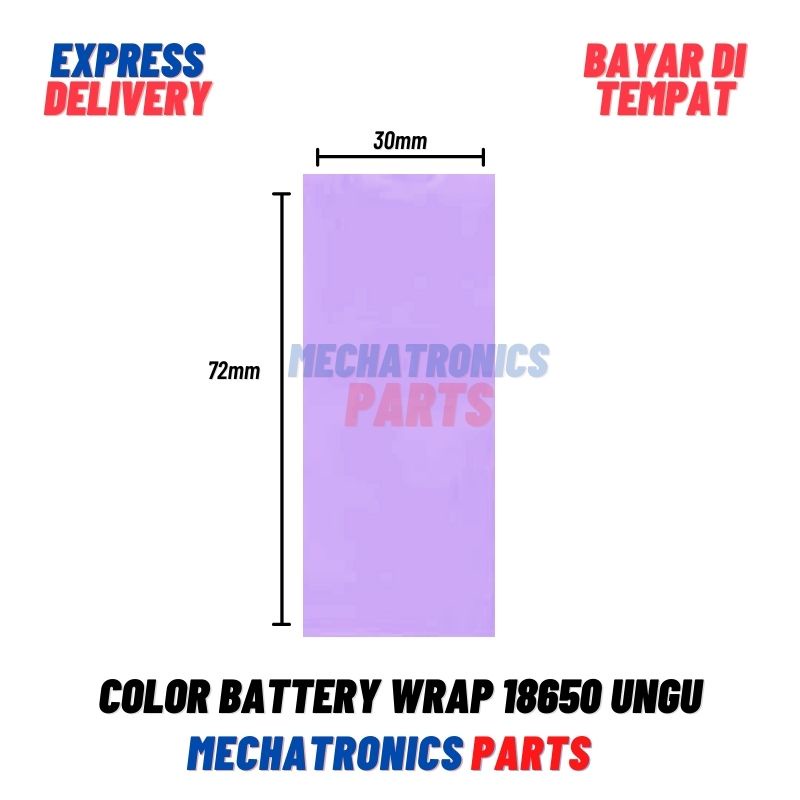 COLOR BATTERY WRAP 18650 PLASTIK BATERAI JAKET PLASTIK SKIN PVC JACKET- UNGU
