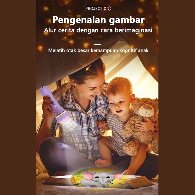 Mainan Anak Senter Proyektor/Fun Flashlight/Mainan Proyektor Gambar/Mainan Edukasi/C 214