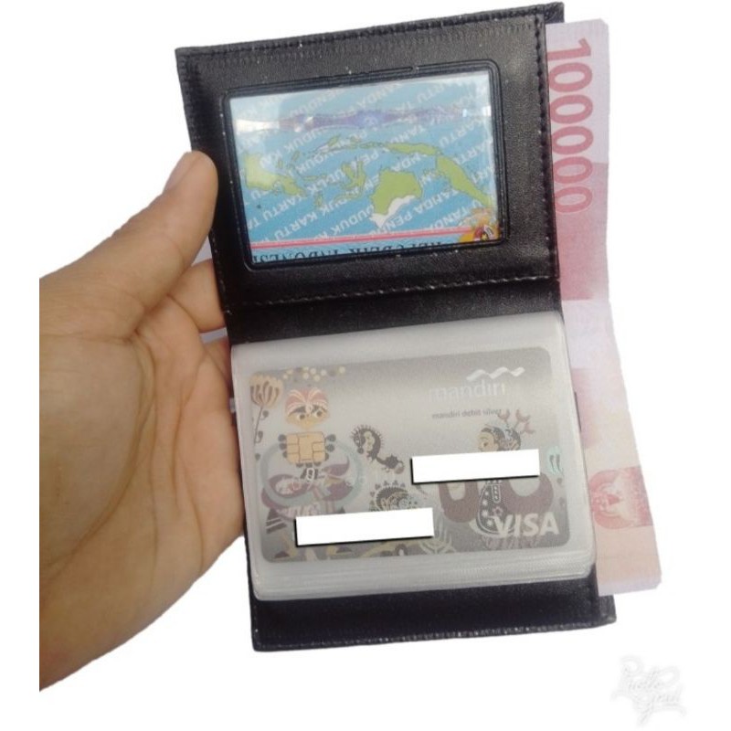 Dompet kartu 20 slot Model kancing dua kulit super sintetis