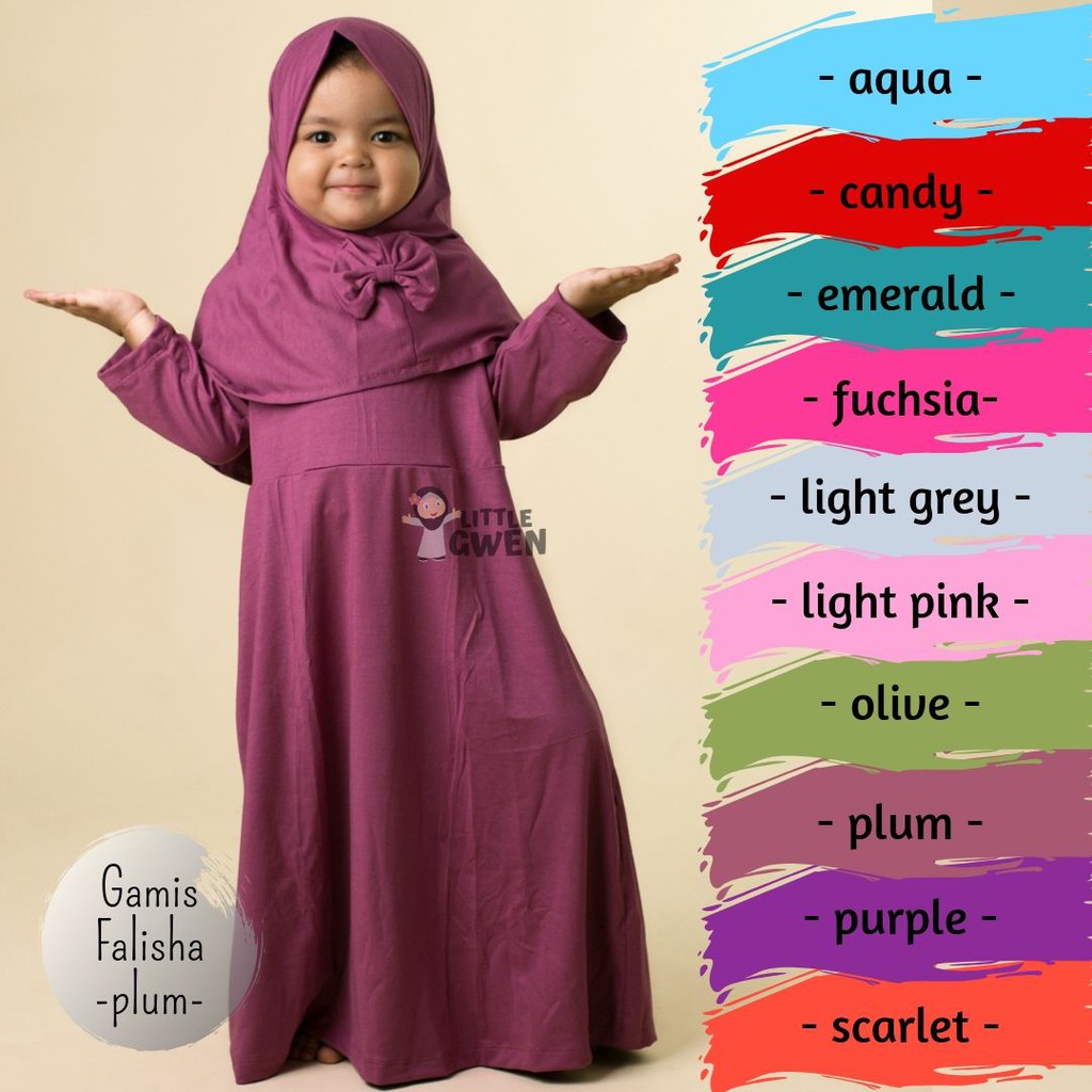 Little Gwen - Dress Muslim Bayi 1 tahun - Falisha Dress - Baju Muslim Anak - Gamis Anak Balita