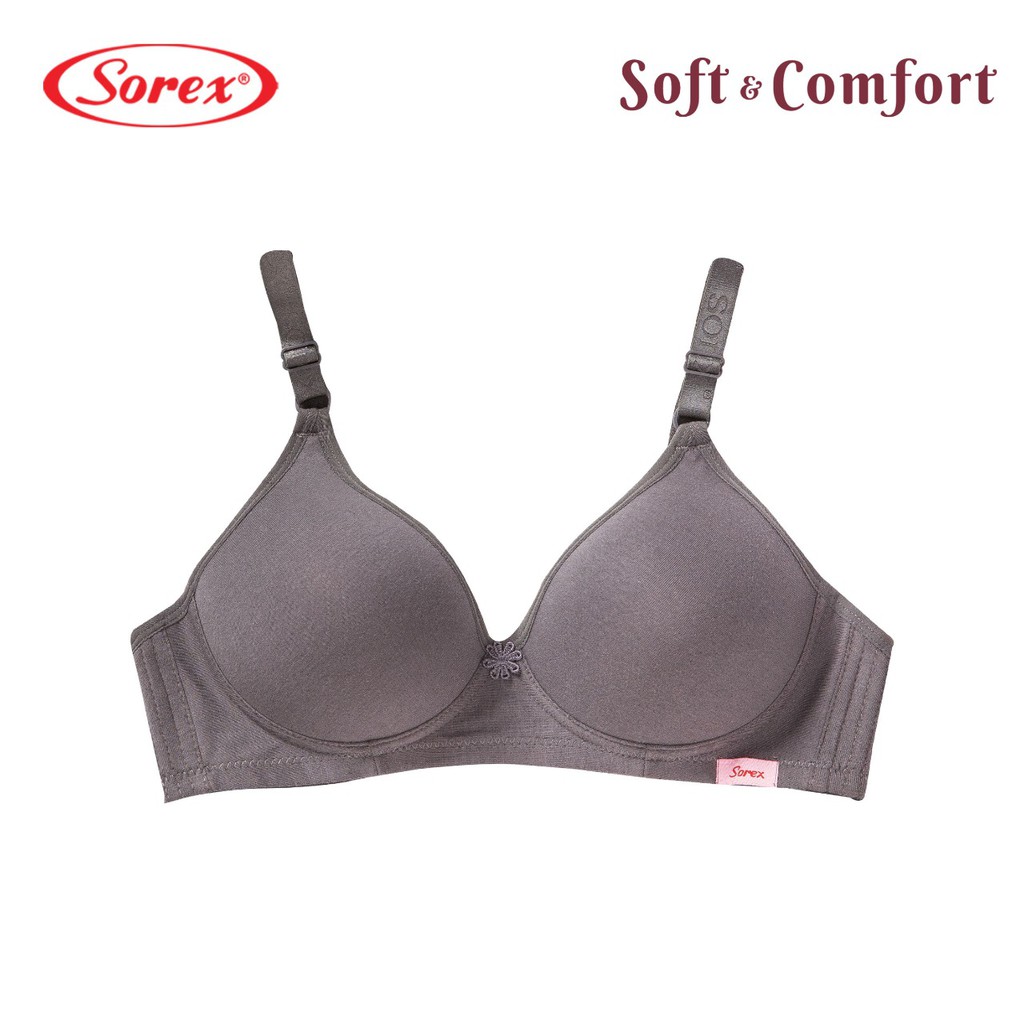 Sorex Bra Super Soft Busa Tanpa Kawat Cup Besar Kait 3 Setara Cup B-C BH  Harian 17228-Abu