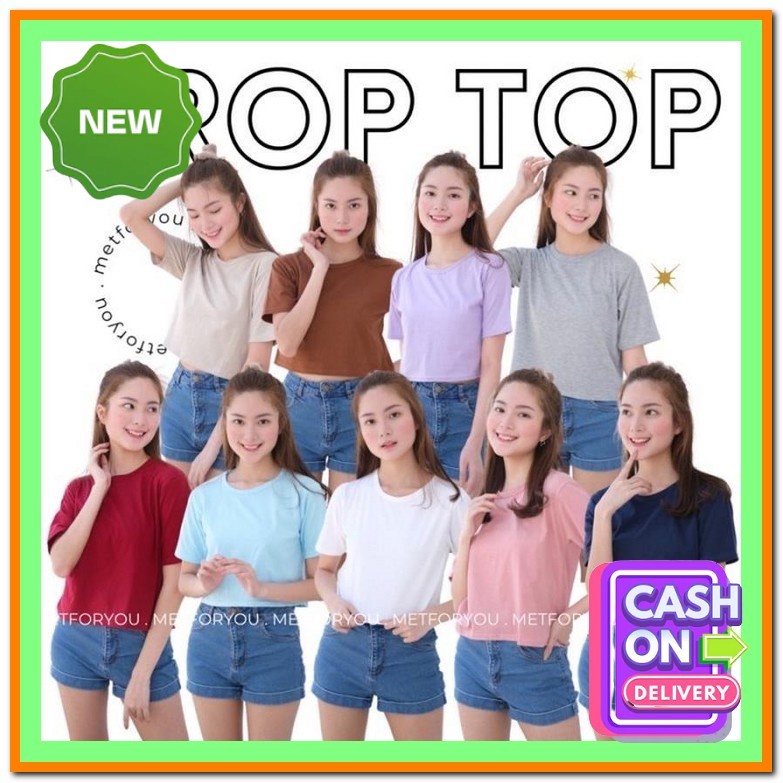 Atasan Crop Korea Baju Crop Wanita Korea Kekinian Kaos Wanita Lengan Pendek Croptop Baju Atasan Cewe