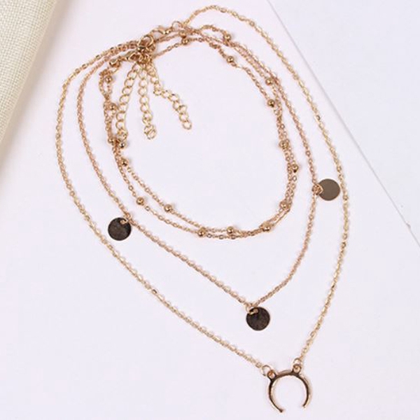 kalung multi layer half moon bay multi-layer necklace jka189