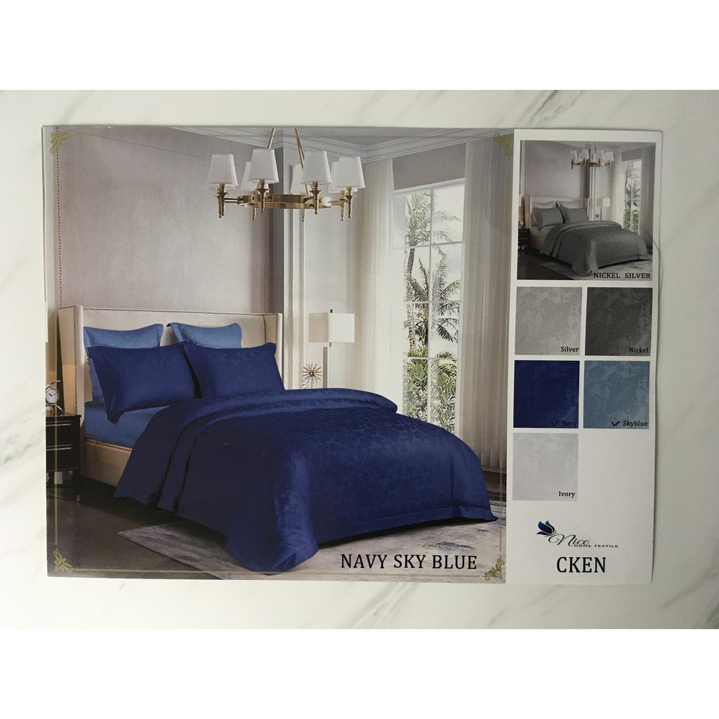 Premium Cotton Bedding set Kingkoil by LOVINA Bedcover linen Blue Duvet Set atau Bedcover set